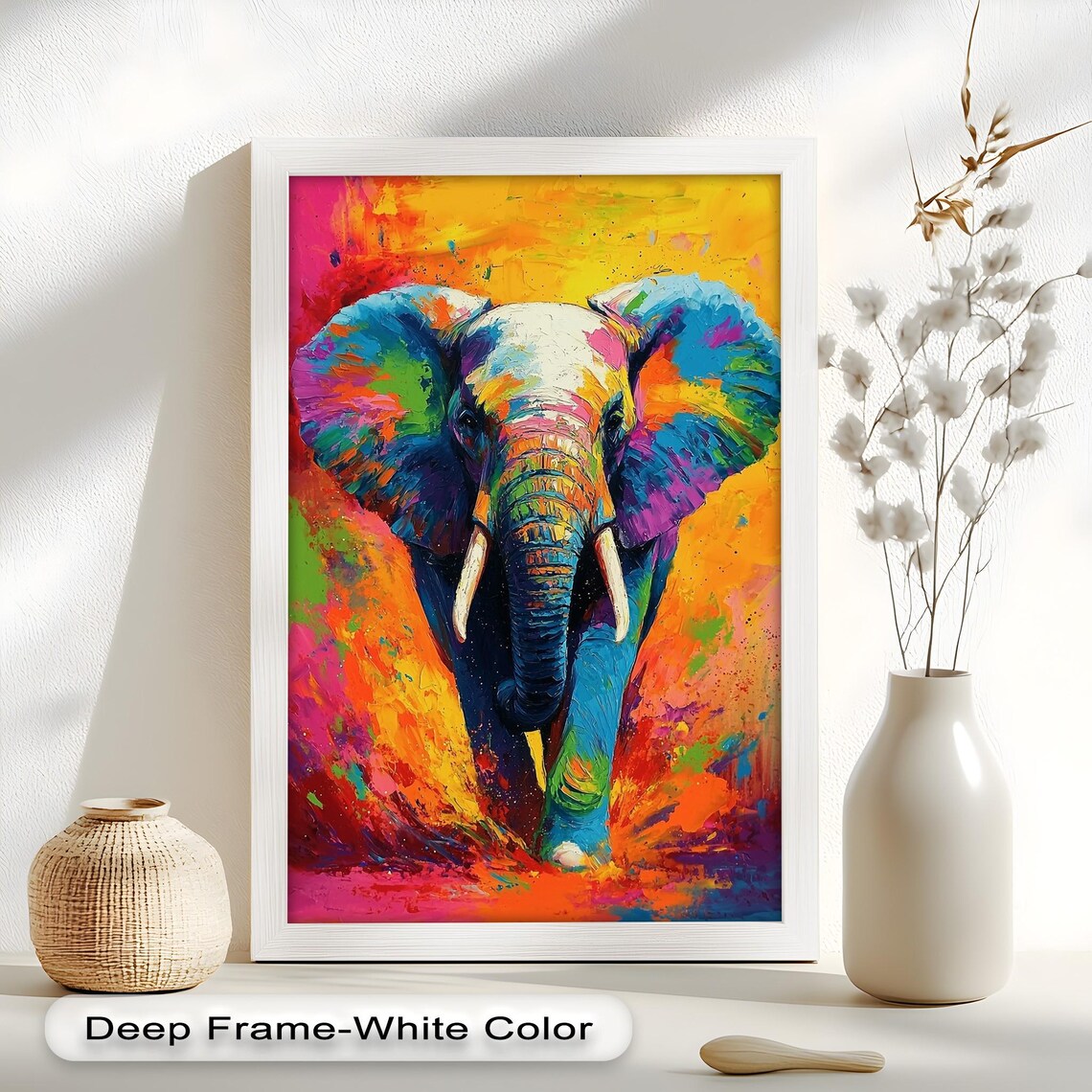 Colorful Elephant, Bohemian Animal Decor - Image 4