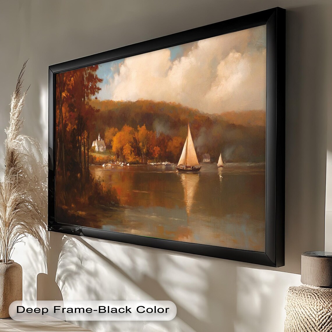 Autumn Lake Sailboat, Tranquil Nature Decor - Image 5