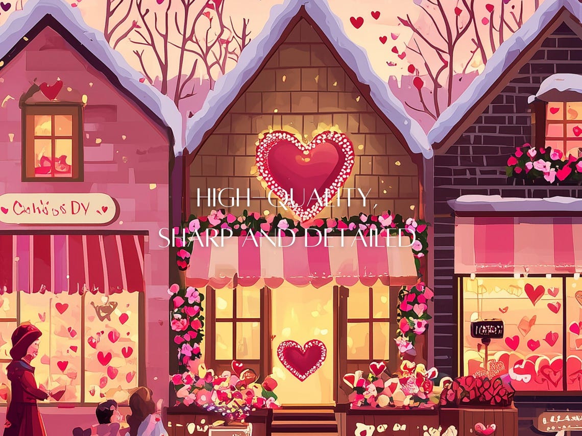 Valentines Day Frame Tv Art Valentines Town Frame Tv Art Romantic Love Decor Cute Wall Art For Couples Gift For Him Her - Image 3