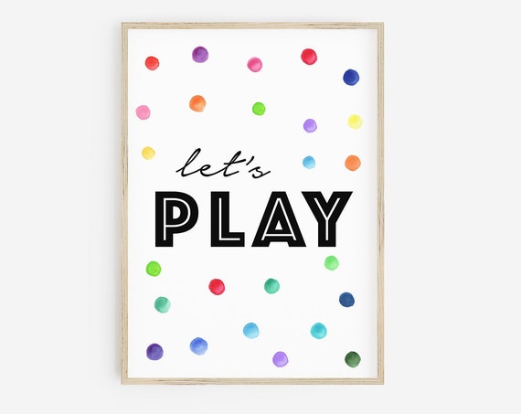Lets Play Instant Playroom Wall Art Kids Play Bright Rainbow Wall Decor Rainbow Playroom Wall Art Boys