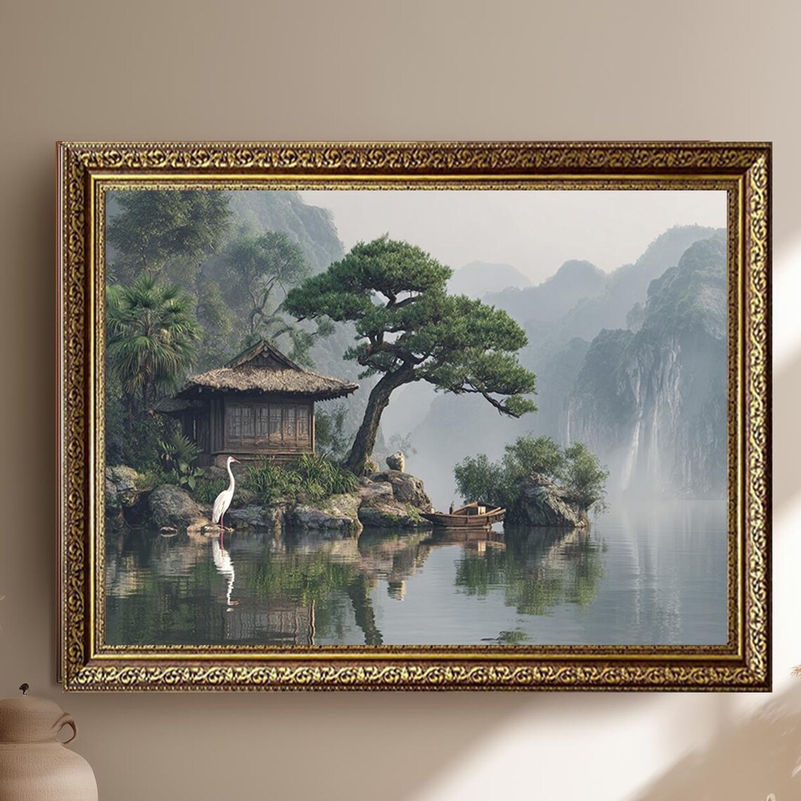 Zen Japanese Landscape Art Print, Asian Nature Scene