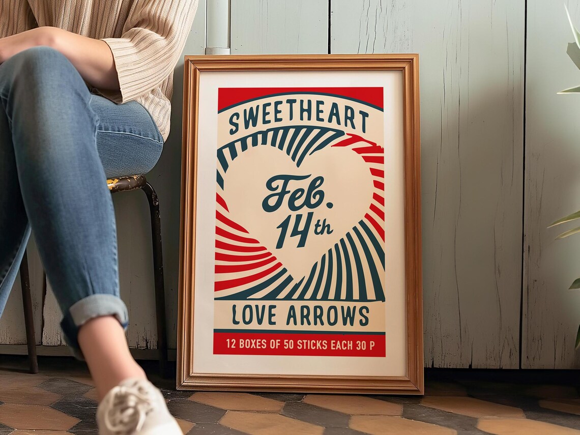 Sweetheart Print Retro Valentine's Day Poster - Image 3