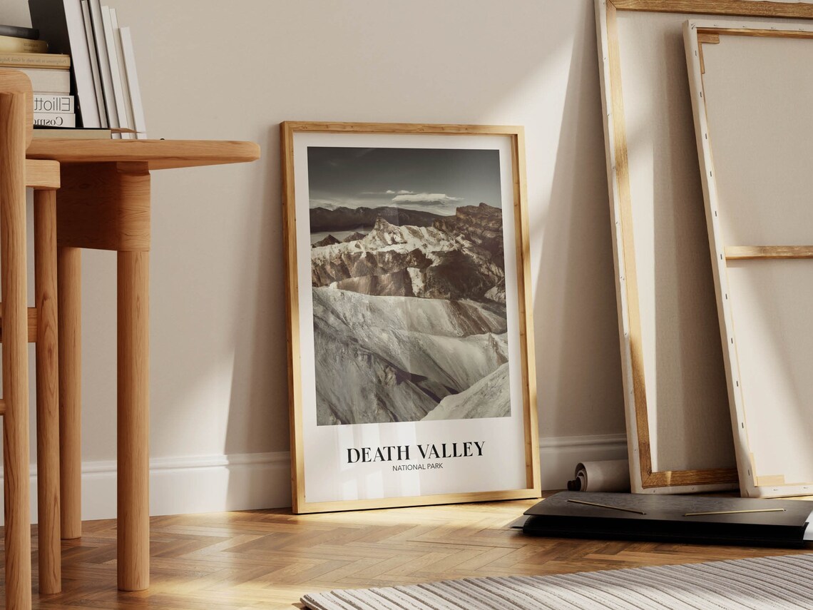 Death Valley National Park Sepia Canyon Desert Photo Travel Poster