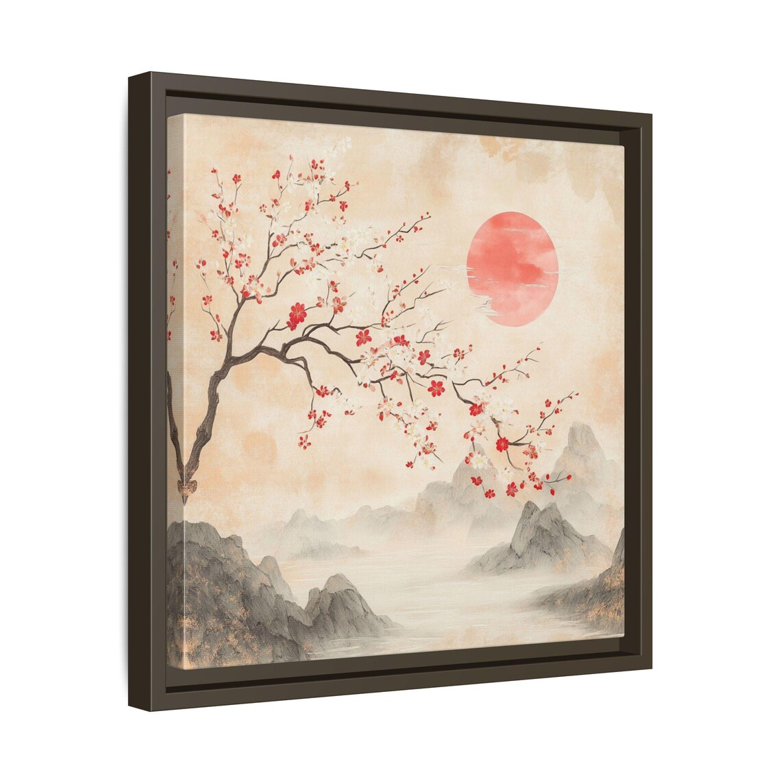 Serene Pink Landscape Japandi Art, Romantic Decor - Image 3