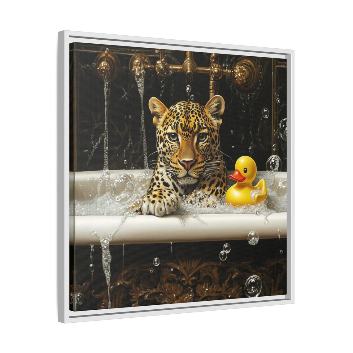 Leopard And Rubber Duck Bathroom Art Print - Image 4
