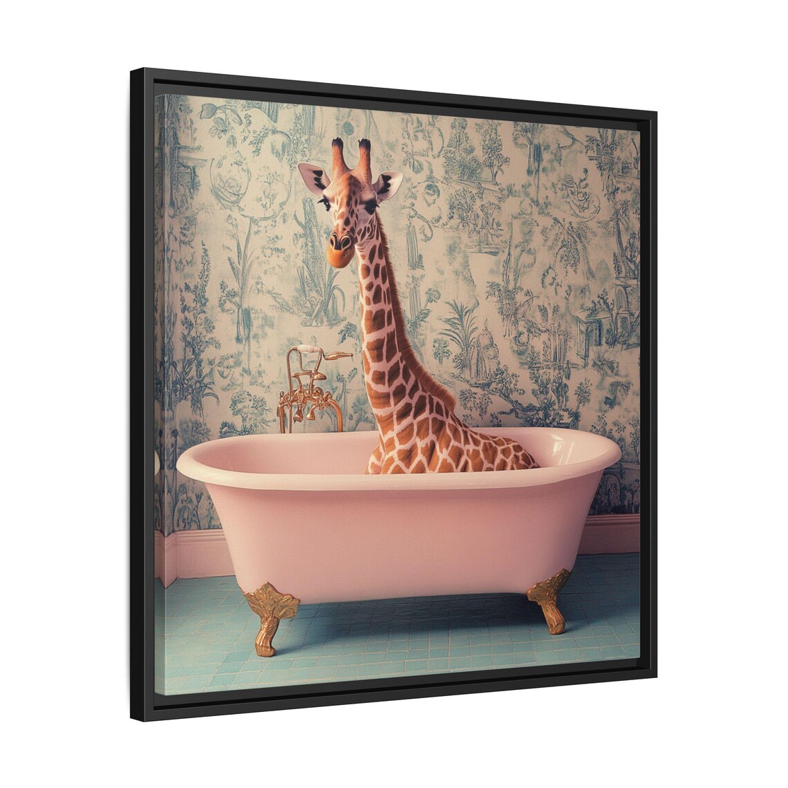 Vintage Giraffe Bathroom Art Print, Fun Animal Decor - Image 2