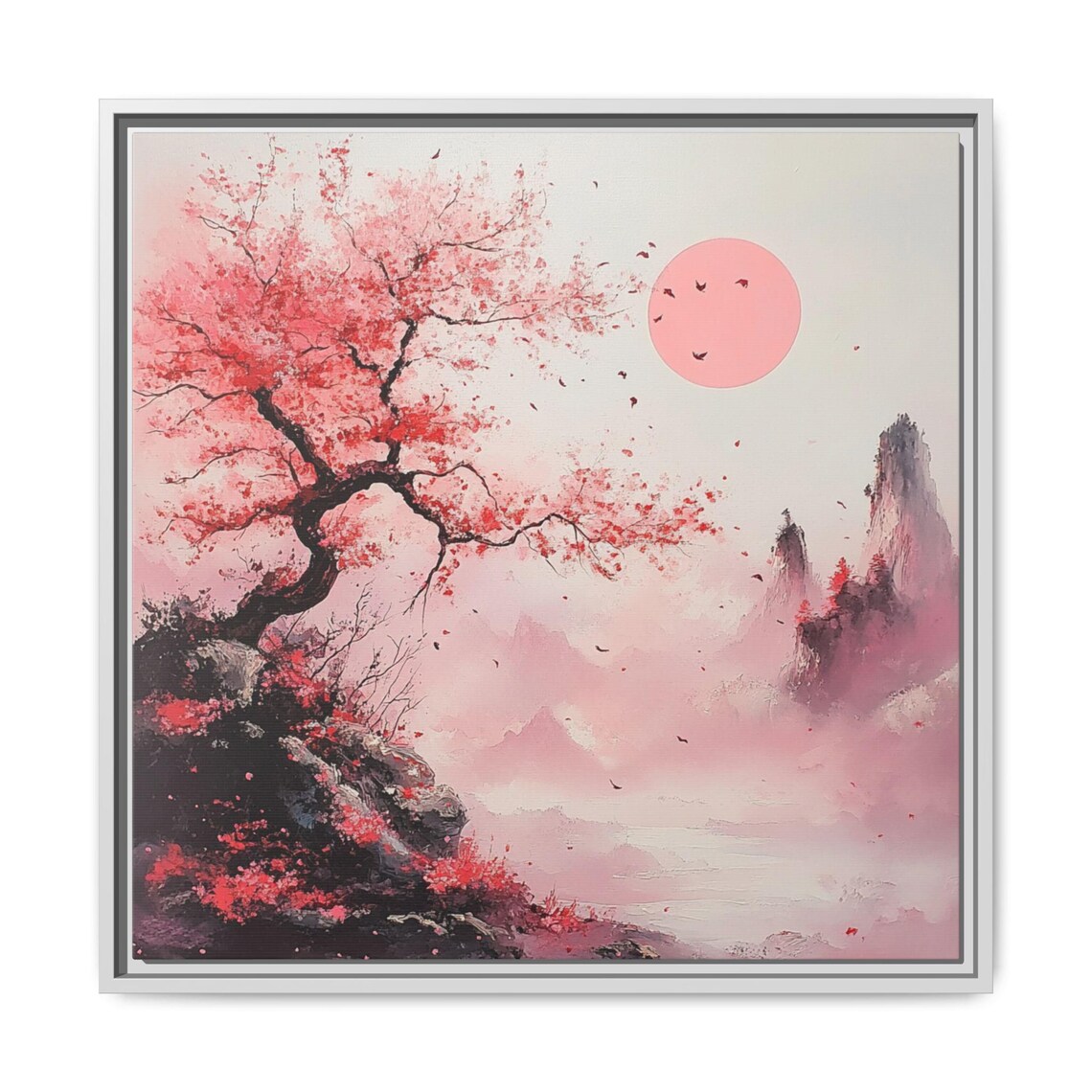 Serene Pink Landscape Japandi Romantic Decor - Image 5