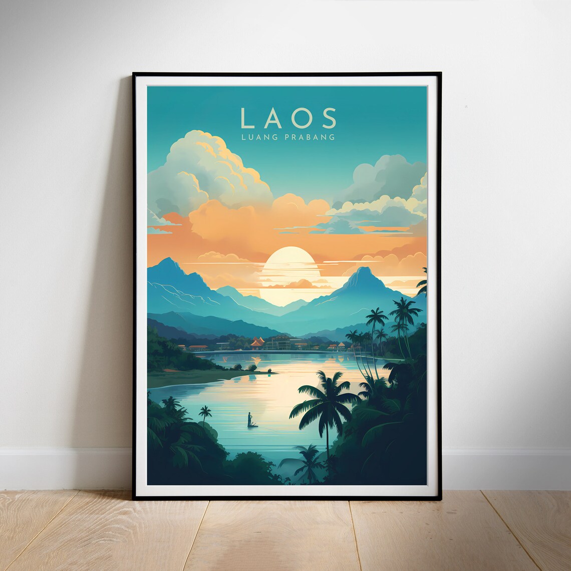 Laos Luang Prabang Retro Travel Poster, Travel Poster