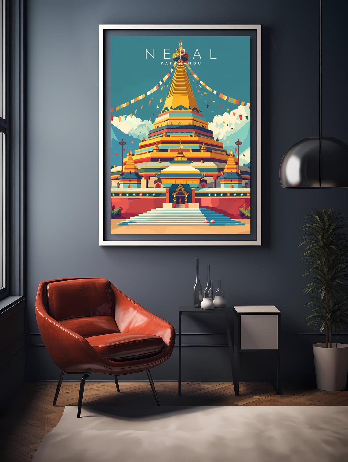 Kathmandu Nepal Colorful Stupa Prayer Flags Sacred Temple Poster - Image 2