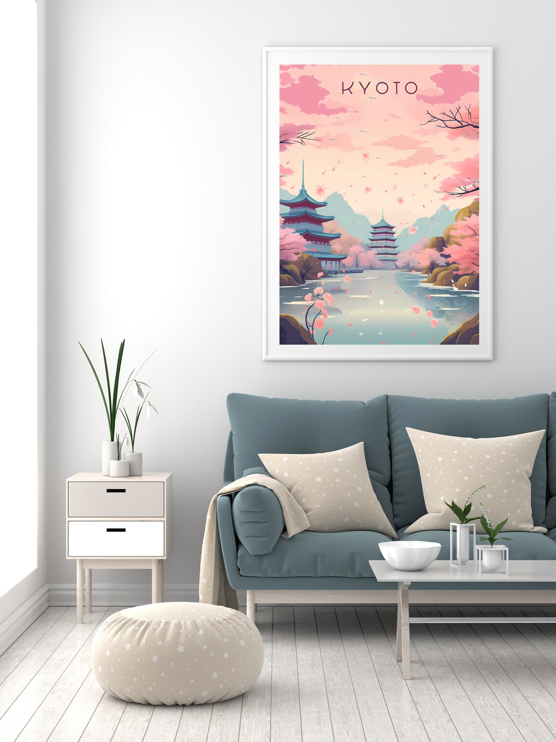 Kyoto Cherry Blossom Pagoda Lake Spring Season Travel Poster - Image 2