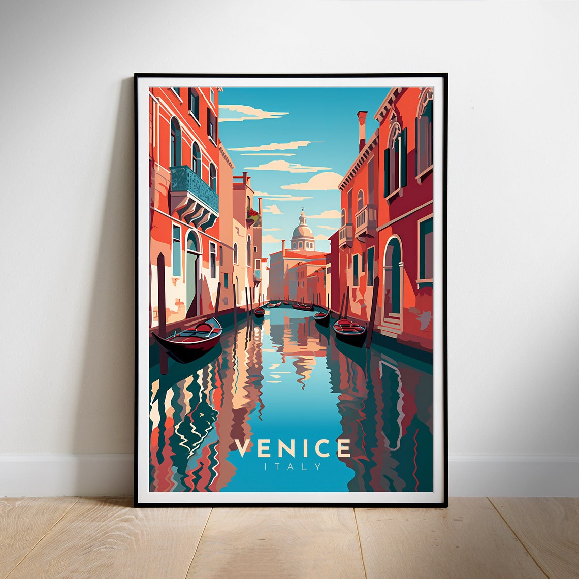 Venice Grand Canal Gondola Vibrant Waterfront Scenic Travel Poster