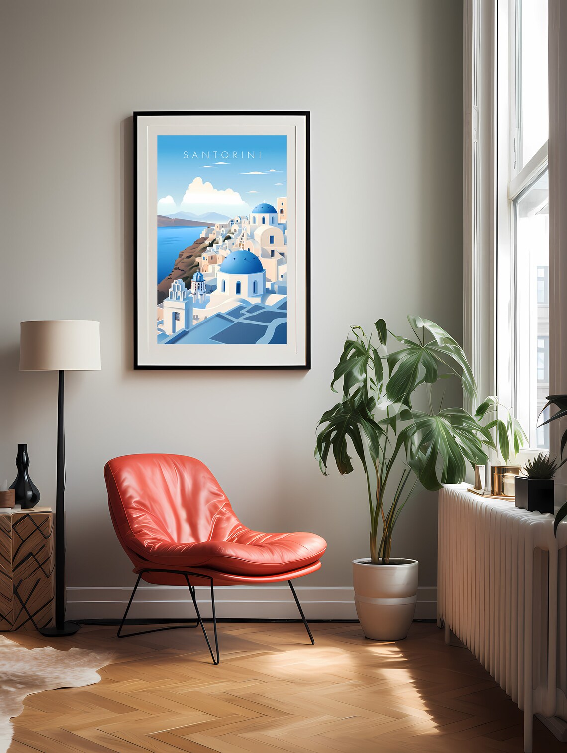 Santorini Retro Travel Poster, Europe Wall Art - Image 2