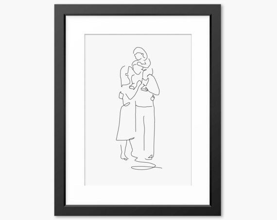 Family Print Family Portrait Family Line Art Family Illustration Family Drawing Family Wall Art Mothers Day Gift Gift For Dad