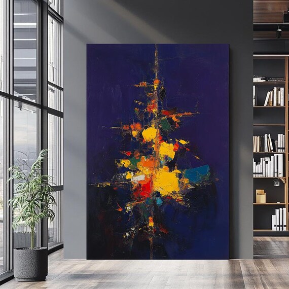 Bold Abstract Explosion Art Vibrant Color Burst Painting Modern Dynamic Wall Decor Textured Abstract Artwork For Home
