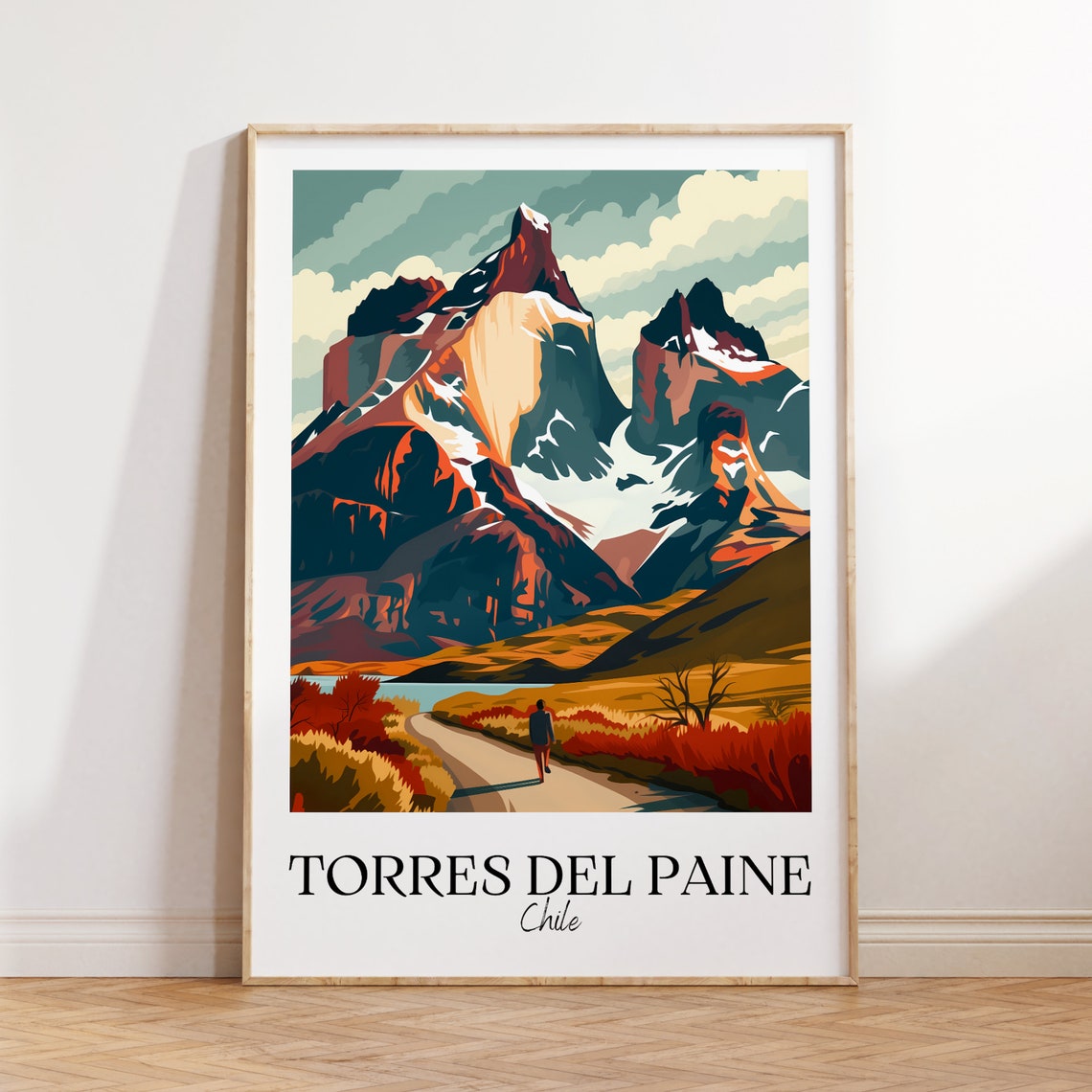 Torres Del Paine National Park Print Torres Del Paine Travel Poster Chile Travel Gift Torres Del Paine Chile Poster