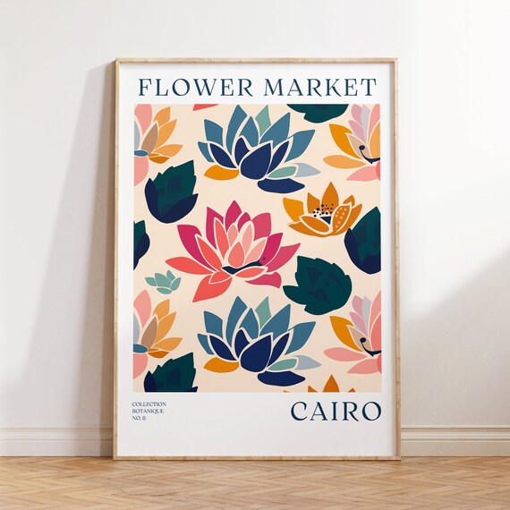 Cairo Flower Market Flower Market Print Boho Art Flower Store Decor Flower Market Poster Botanical Poster