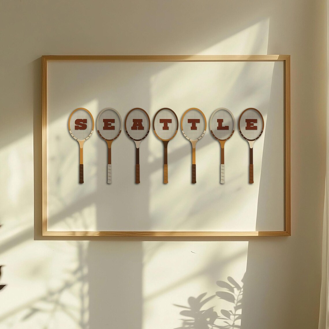 Seattle Tennis Racquets Spelling City Name Vintage Sports Wall Art