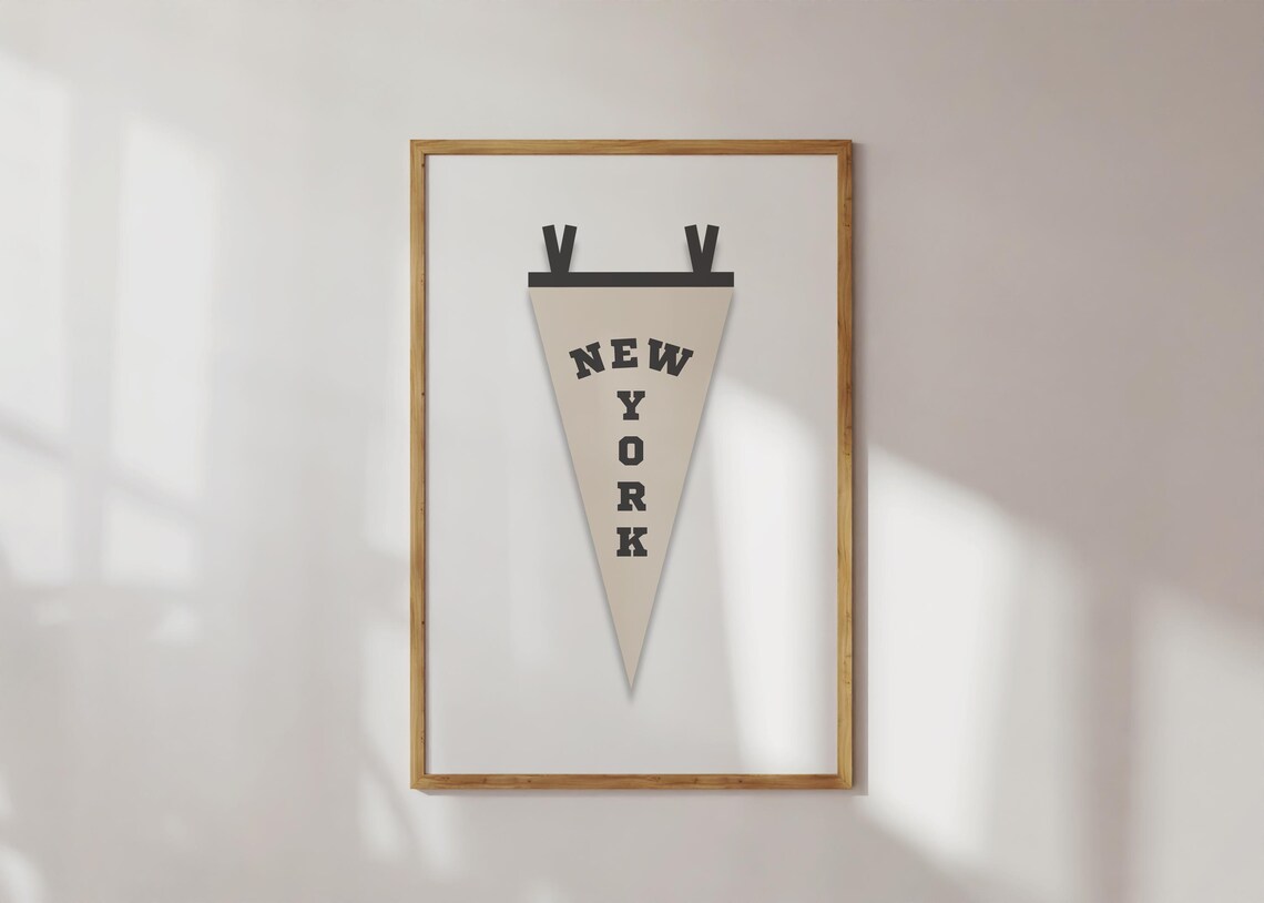 New York Vintage Pennant Flag Art Print, NYC