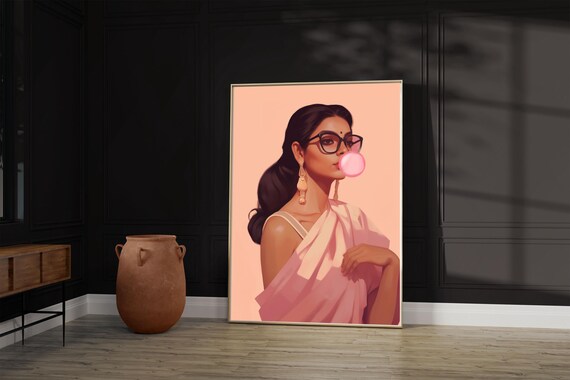 Woman In Saree Art Print Pop