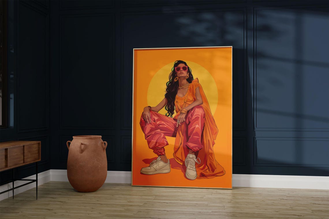 Modern Desi Woman Art Pop Print Poster