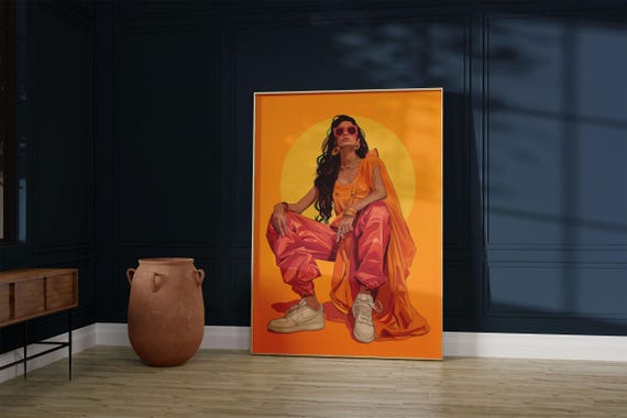 Modern Desi Woman Art Pop Print Poster
