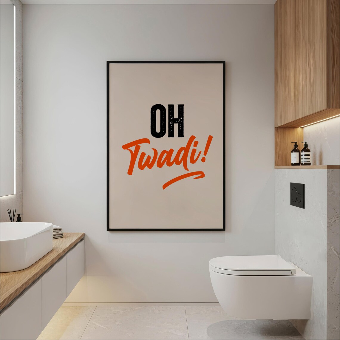 Desi Bathroom Poster, Funny Modern Art