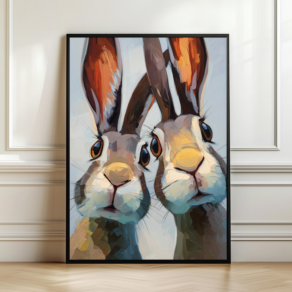 Bunny Couple Poster Print, Whimsical Cottagecore Gift