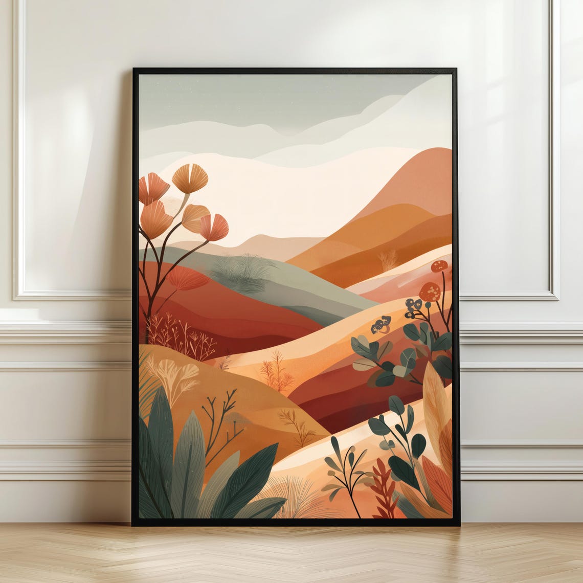 Boho Botanical Desert Dunes Warm Sunset Layers Modern Wall Art