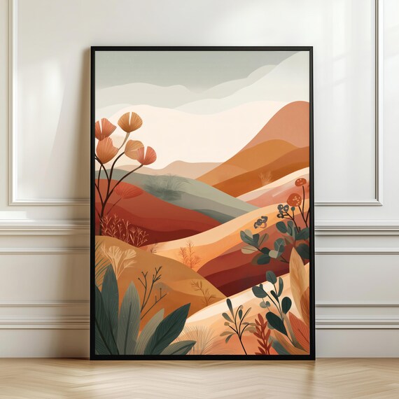 Boho Botanical Desert Dunes Warm Sunset Layers Modern Wall Art
