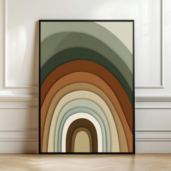 Boho Abstract Minimal Wall Art Print Earthy Rainbow Arch Poster Neutral Terracotta Sage Green Modern Nursery Decordigital Download