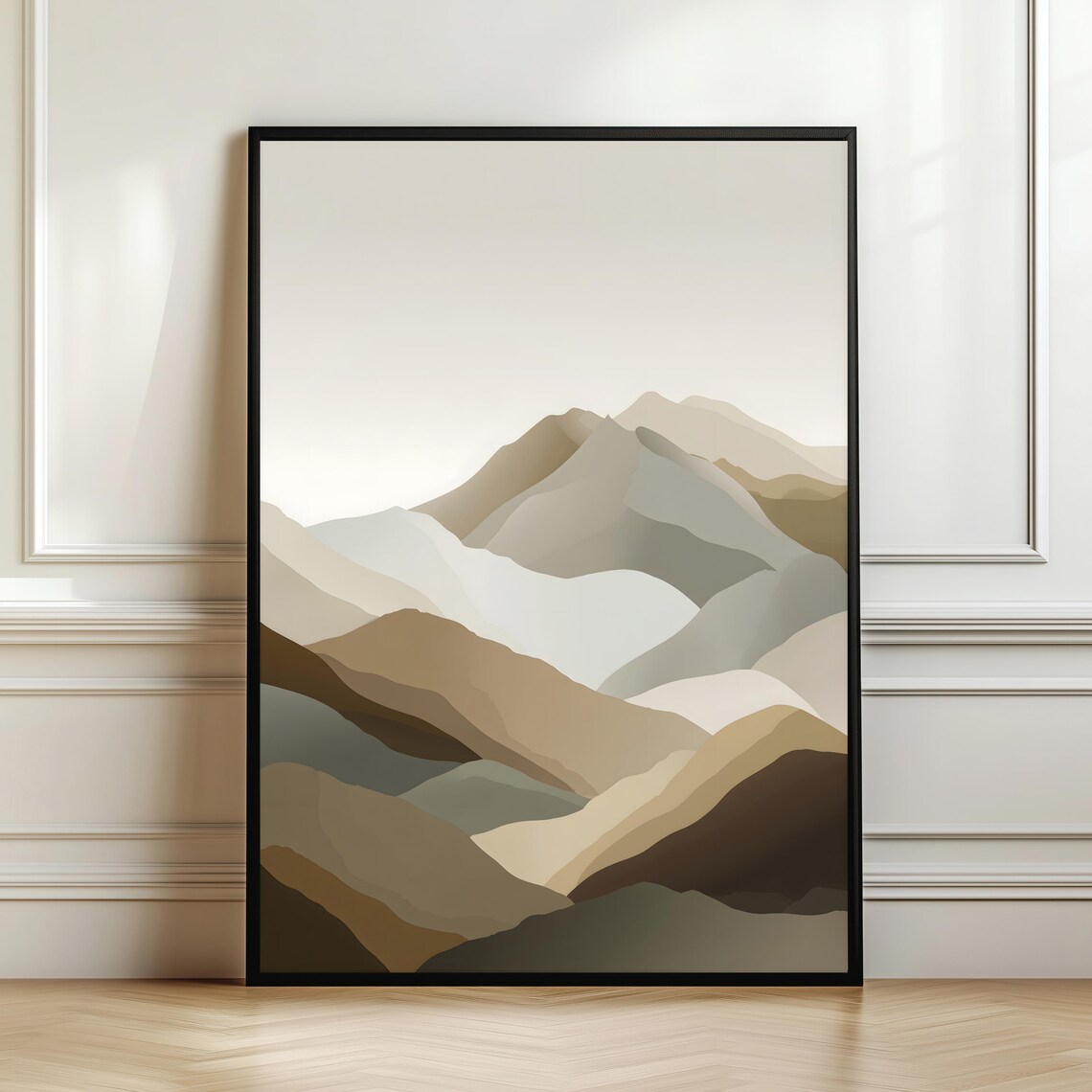 Neutral Abstract Mountain Landscape, Minimalist Poster