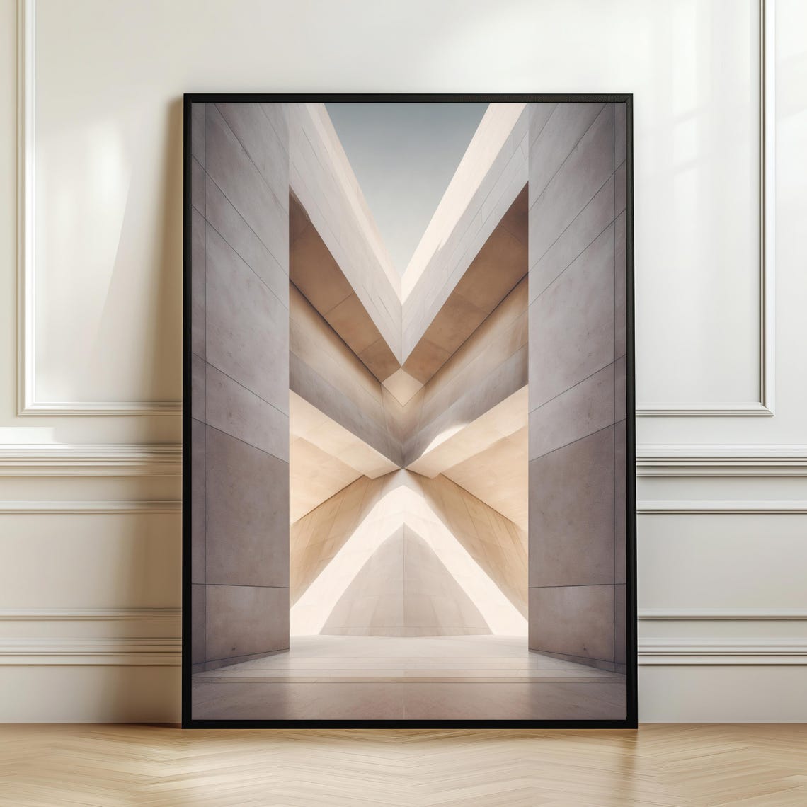 Minimal Architectural Symmetry Beige Concrete Modern Art Poster
