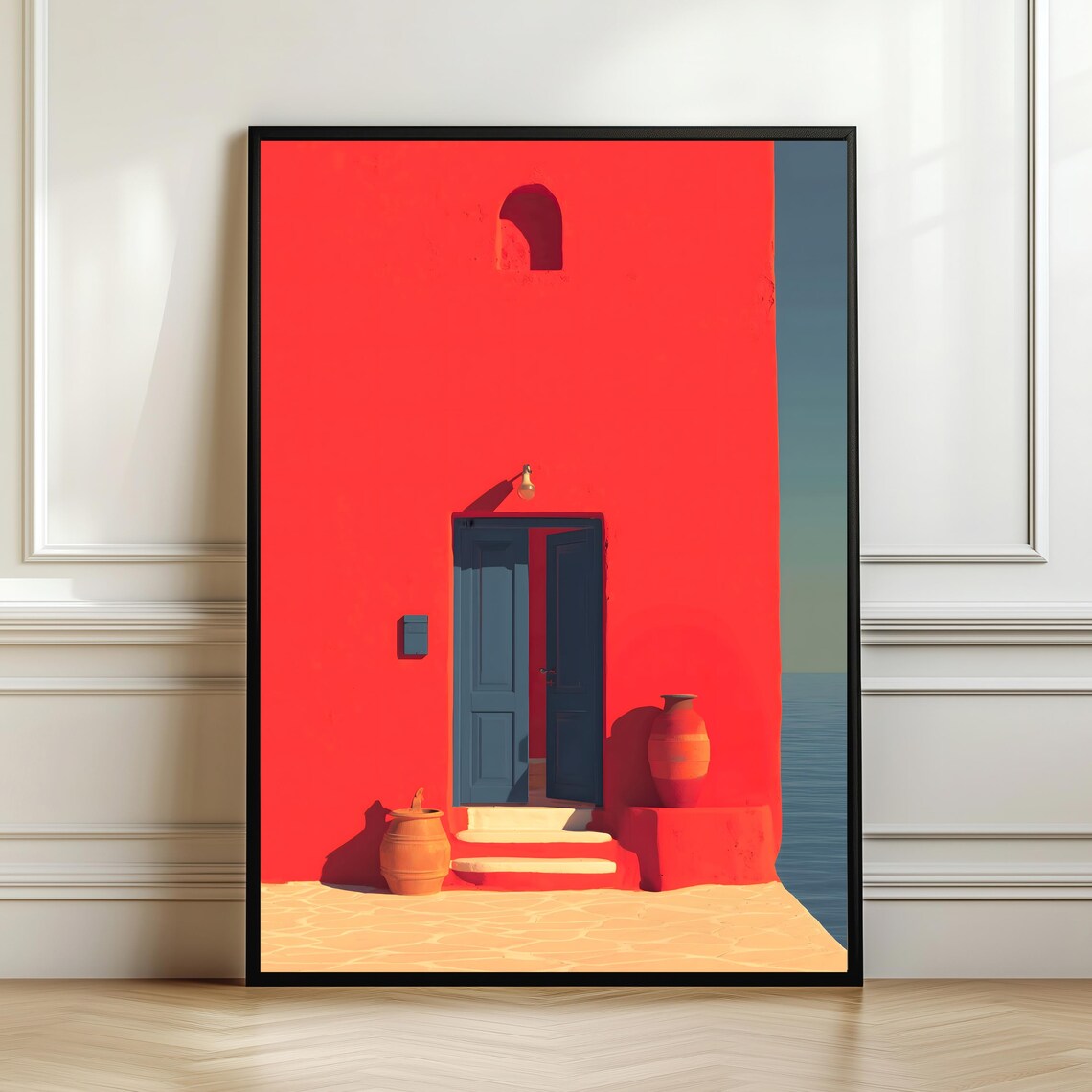 Mediterranean Red Facade Door Travel Poster