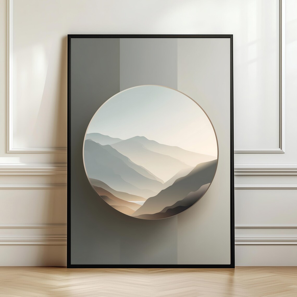 Minimalist Window View Mountain Poster, Calm Nature