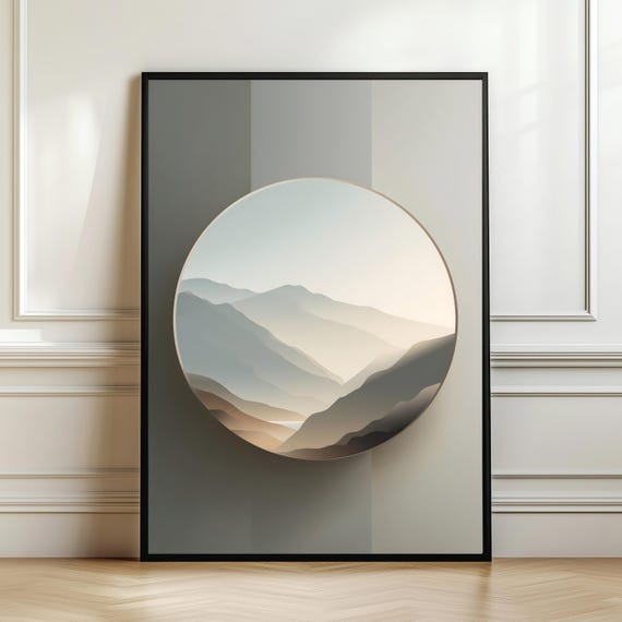 Minimalist Window View Mountain Poster, Calm Nature