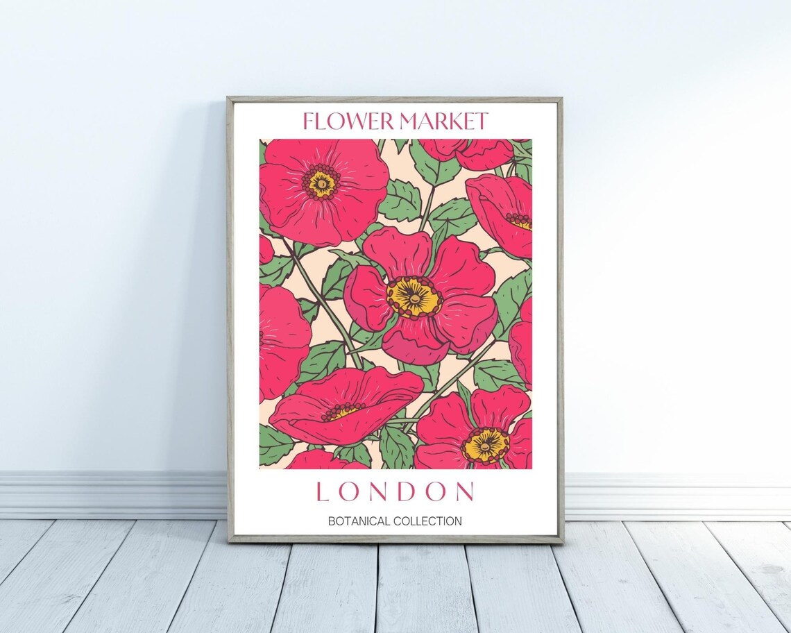 Flower Market London Travel Poster, Market Wall Art - Image 3