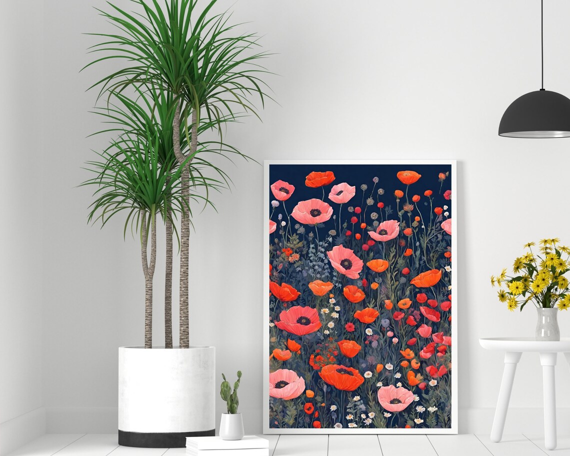 Poppy Wall Art Print, Retro Botanical Poster - Image 2