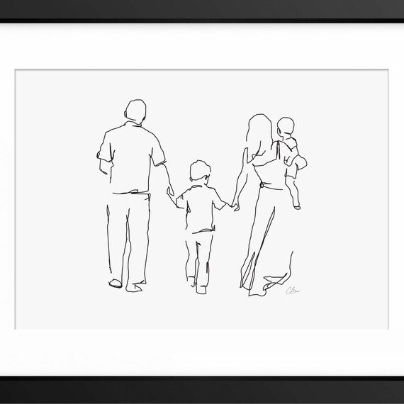 Family Print Family Line Drawing Family Illustration Line Art Mothers Day Print Family Art Family Wall Art Family Portrait Wall Art