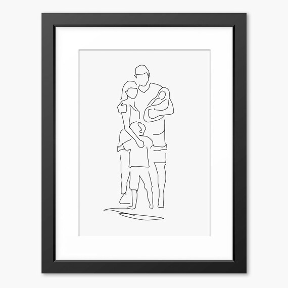 Family Line Art Family Drawing Family Print Family Portrait Gift Family Drawing Family Illustration Family Wall Art Family Gift