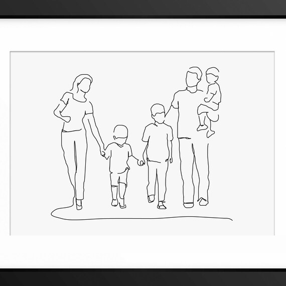 Mothers Day Print Mothers Day Gift Family Wall Art Family Portrait Family Illustration Line Art Line Drawing Family Gift Love Print