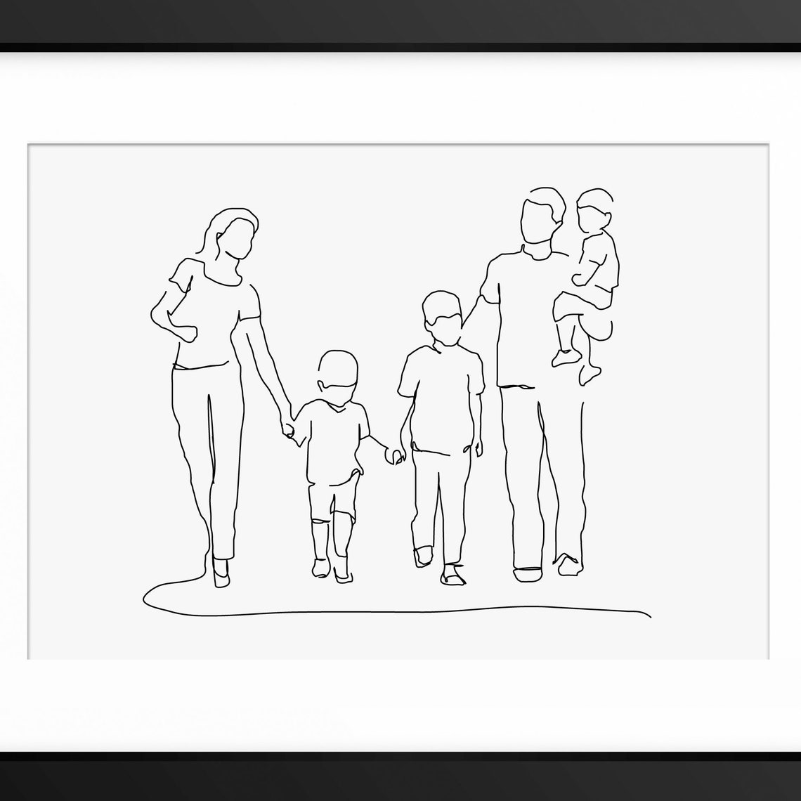 Mothers Day Print Mothers Day Gift Family Wall Art Family Portrait Family Illustration Line Art Line Drawing Family Gift Love Print