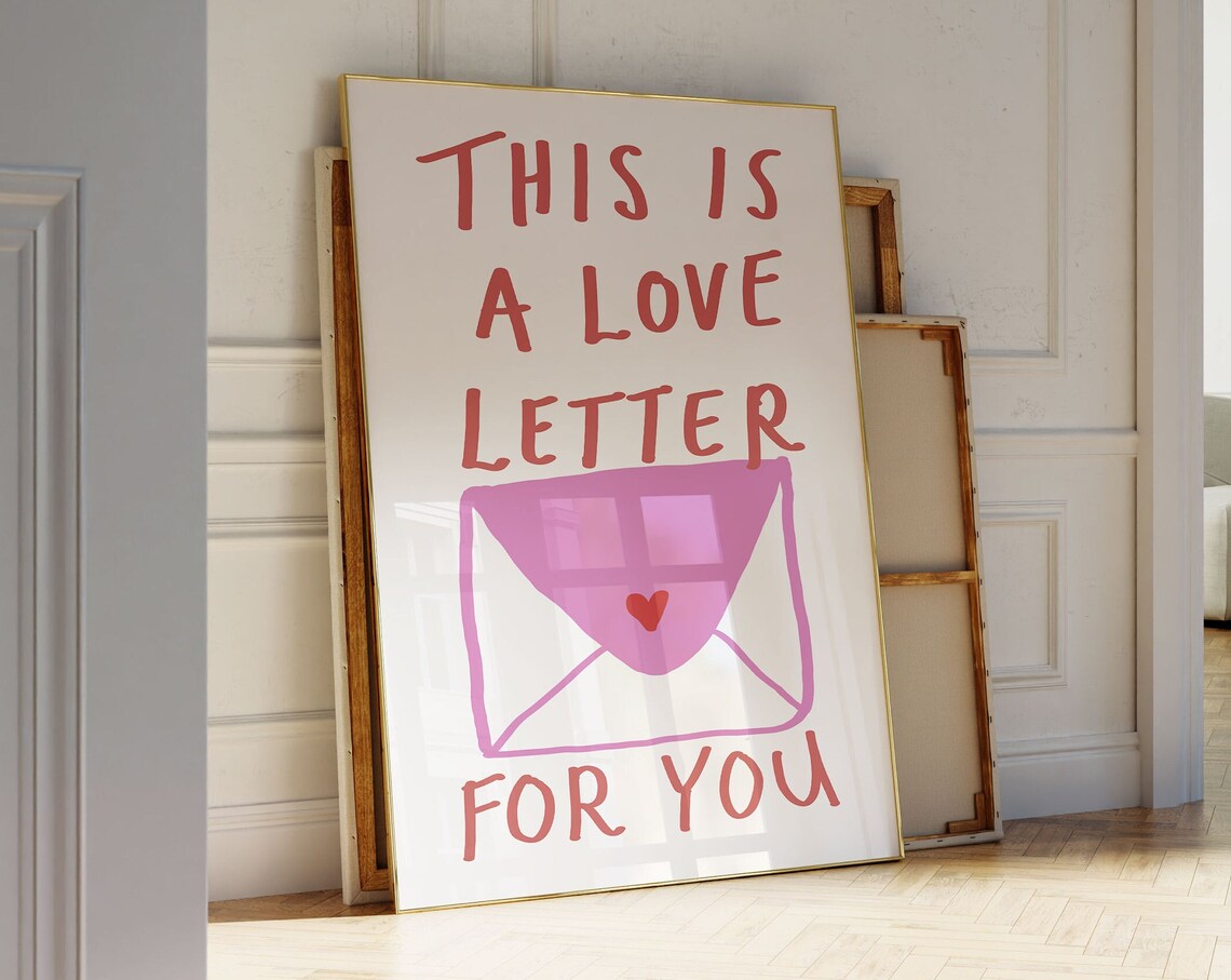 Love Letter Print, Preppy Trendy Envelope Art