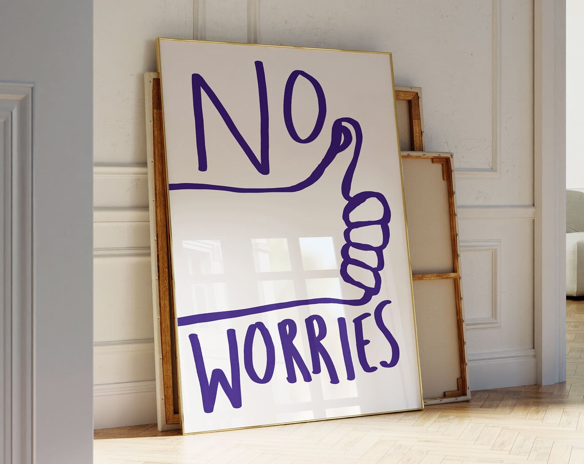 No Worries Mid-Century Typography Art Print