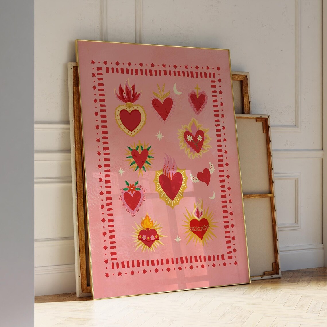 Sacred Heart Art Love Poster, Maximalist Valentine Print - Image 3