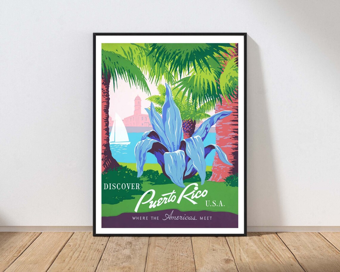 Puerto Rico Tropical Travel Poster, Colorful Island Guide