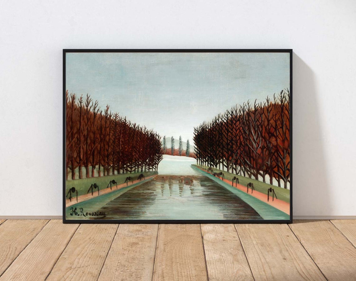 Henri Rousseau Canal Lined with Bare Trees Naive Painting Poster