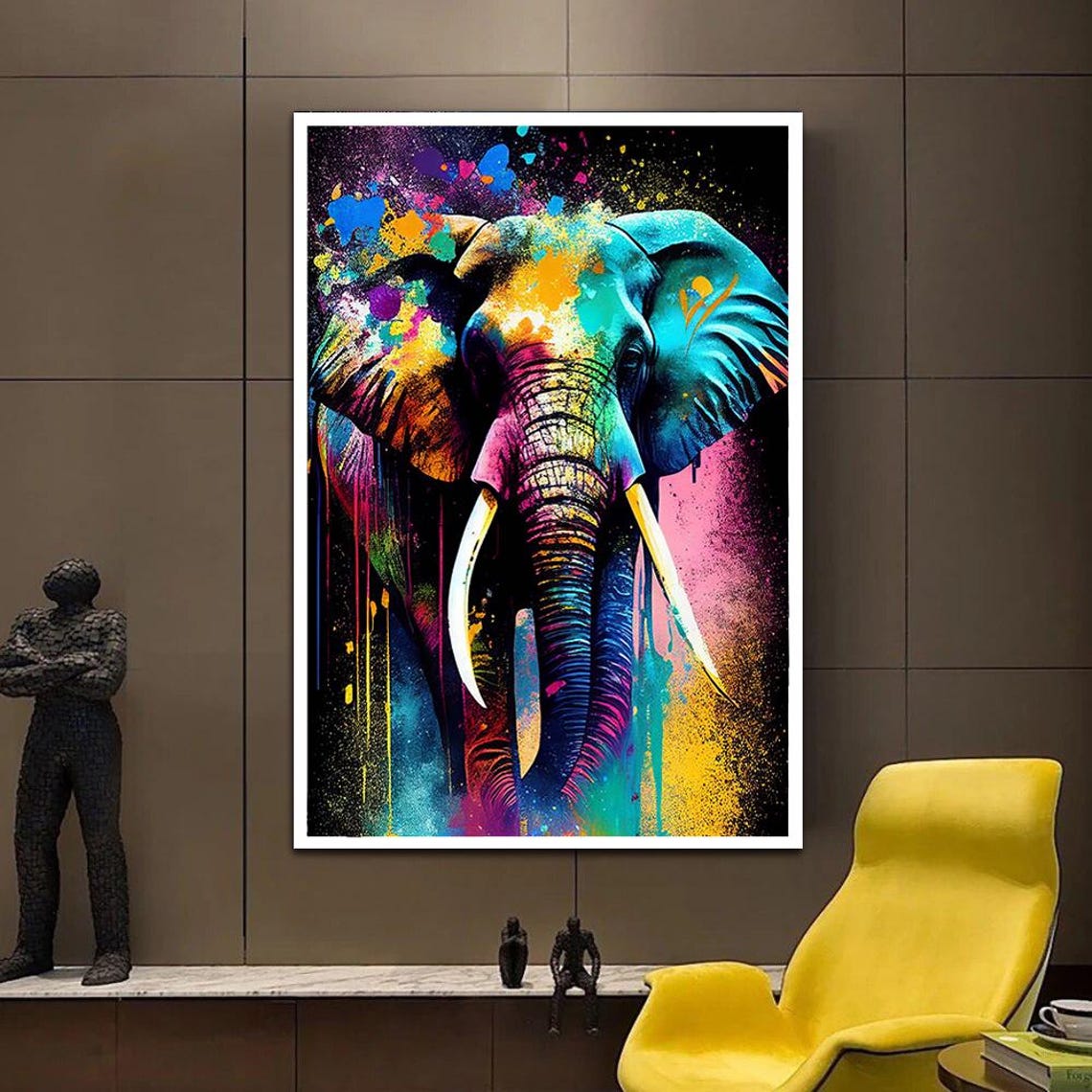 Vibrant Elephant Colorful Abstract Splash Paint Wildlife Poster - Image 3