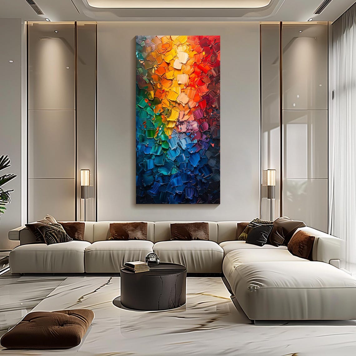 Rainbow Color Gradient Abstract Impasto Palette Knife Poster - Image 6