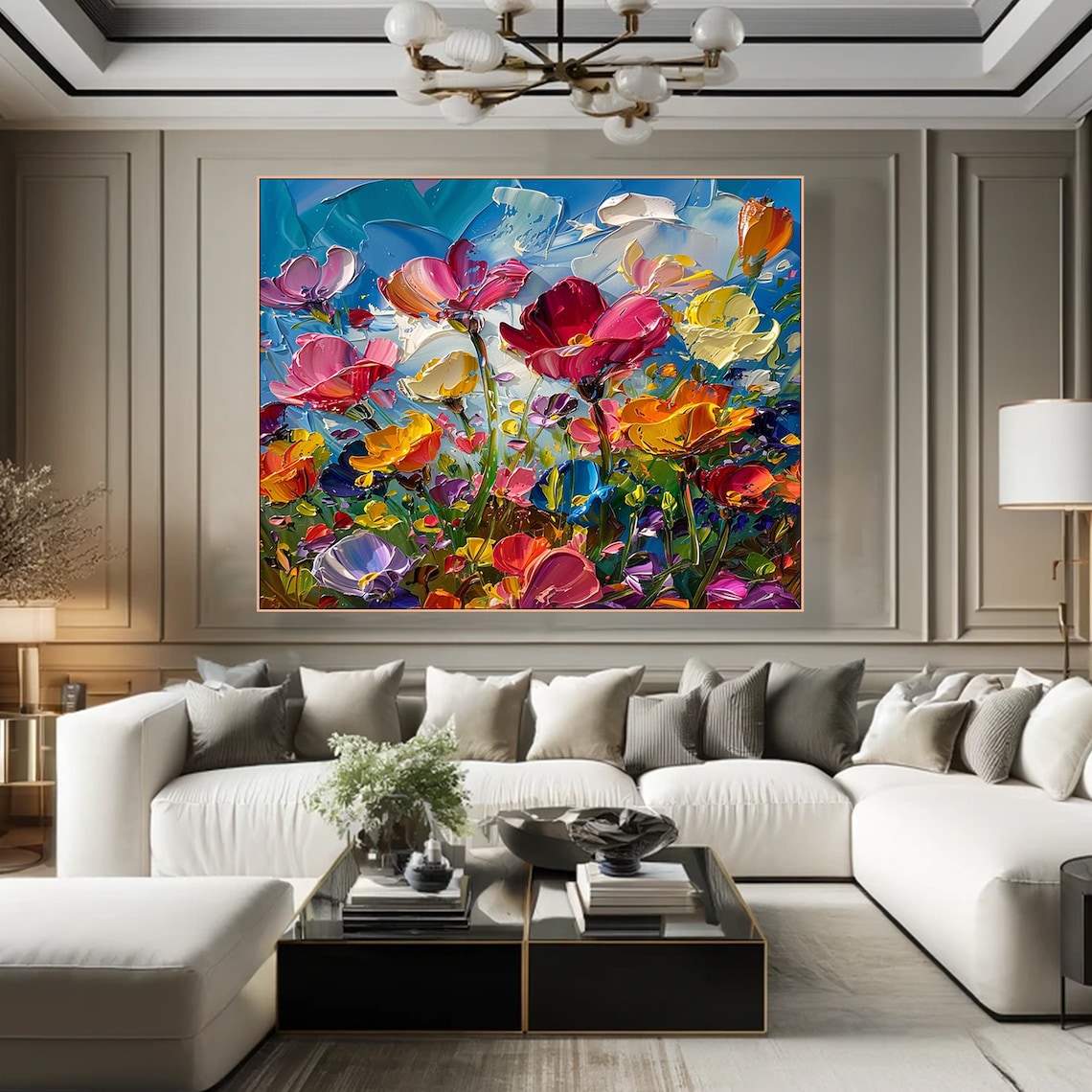 Floral Impasto Art Print, Textured Acrylic Painting - Image 3