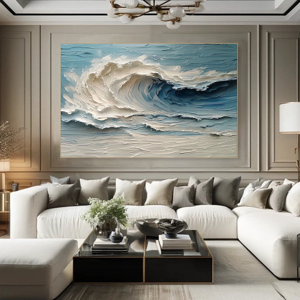 Blue Ocean Wave, Minimalist Contemporary Art Print - Image 5